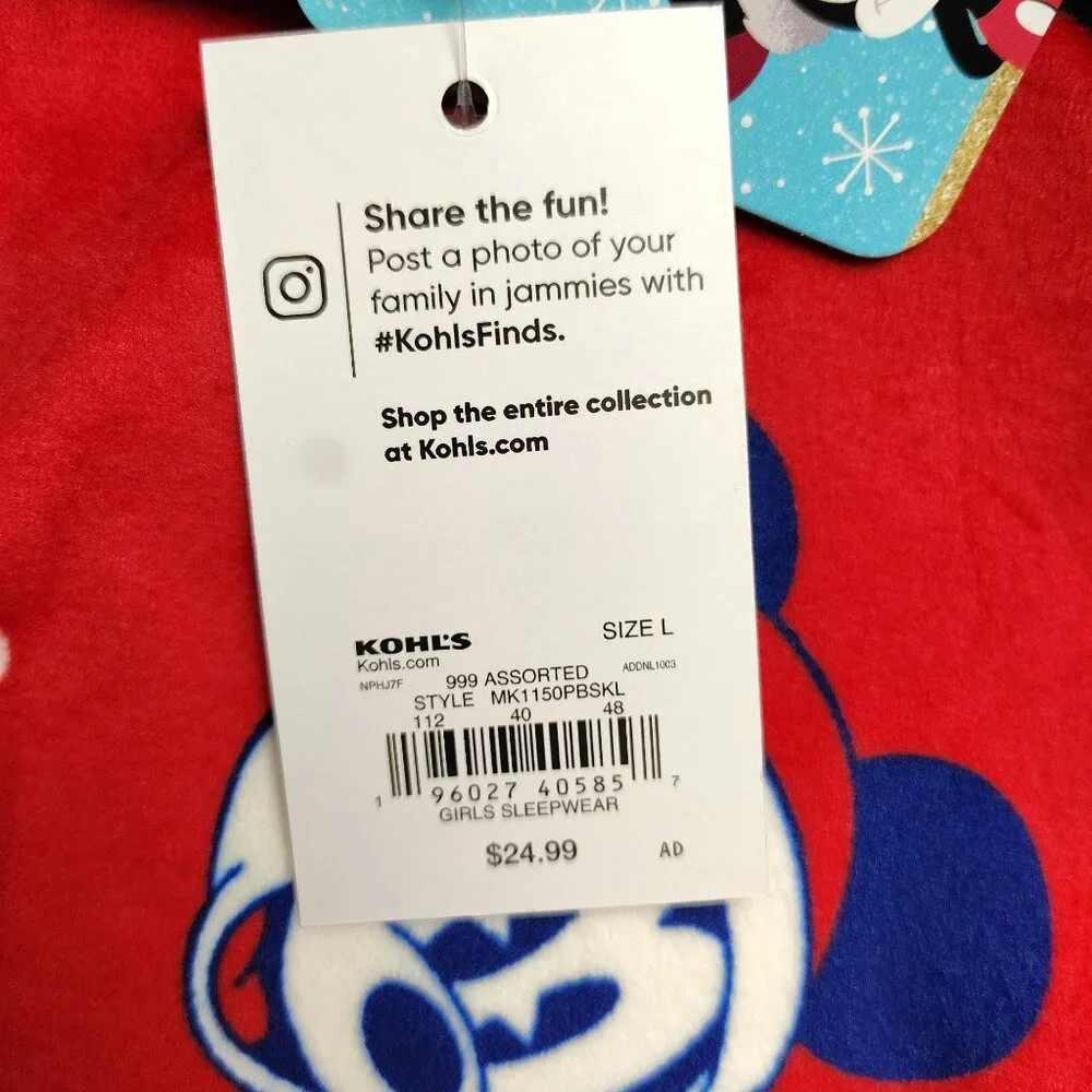 Disney Mickey & Minnie Mouse Dog Large Red Holiday Pet Pajamas